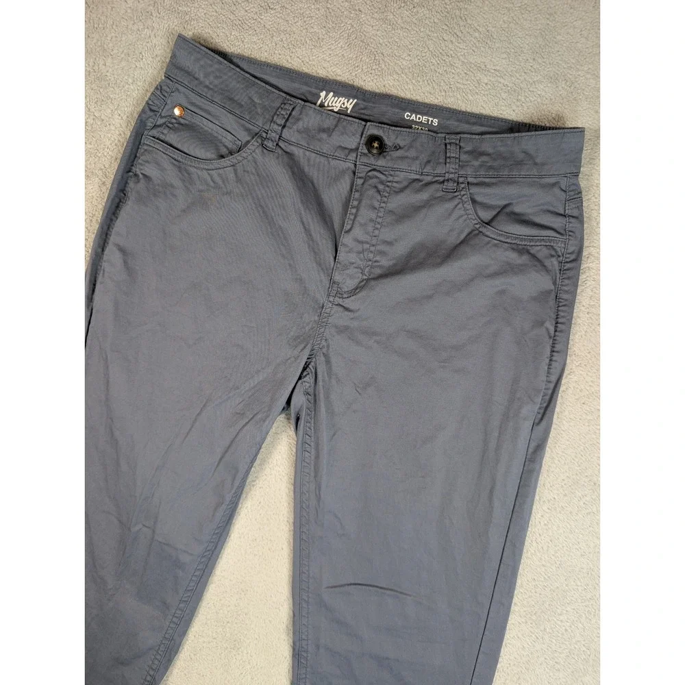 Mugsy Cadets Mens 32x30 Slim Fit Chino Pants Grey Blue Stretch Cotton K7PNNY